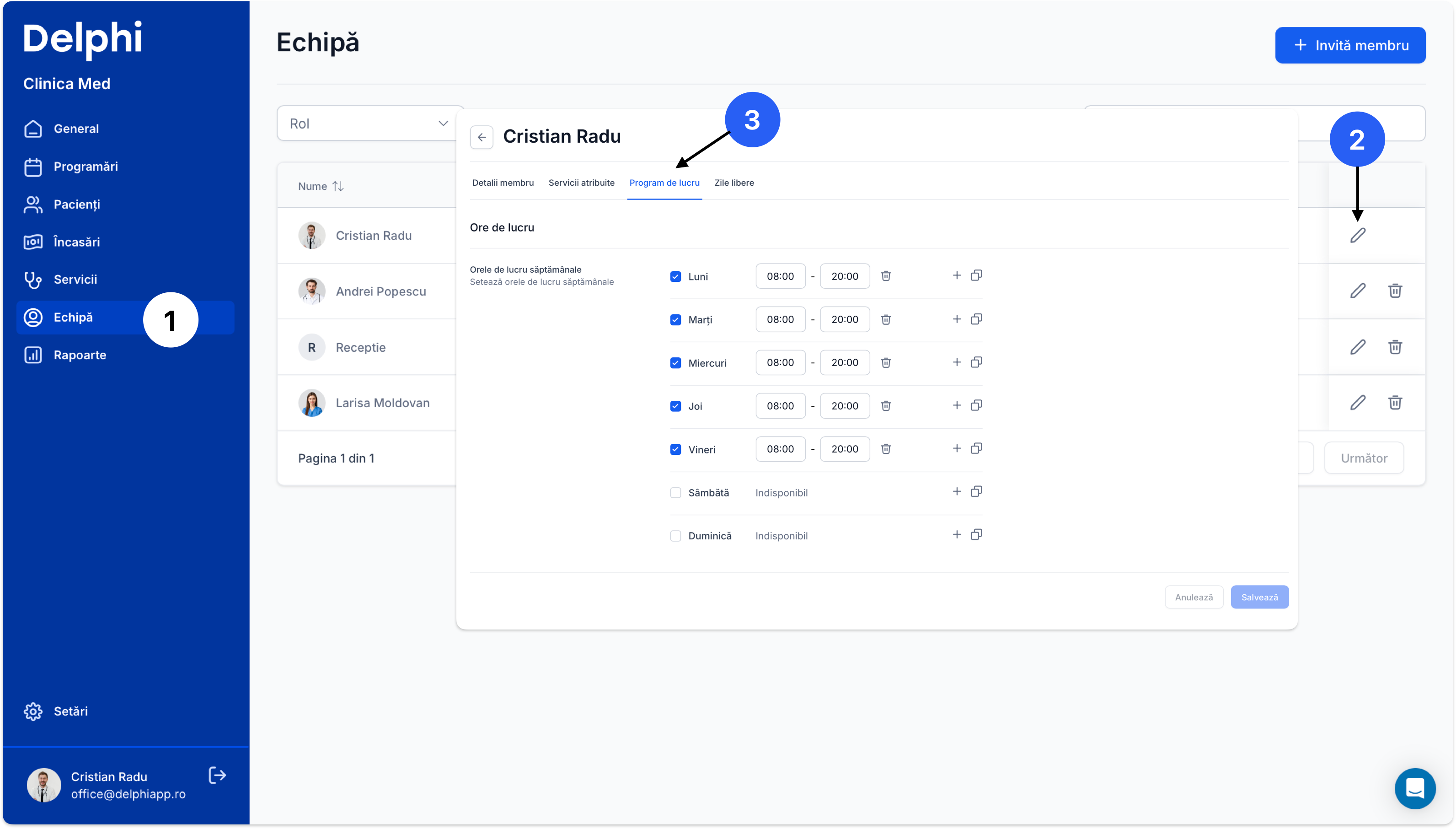 Cum schimb programul de lucru pentru medici