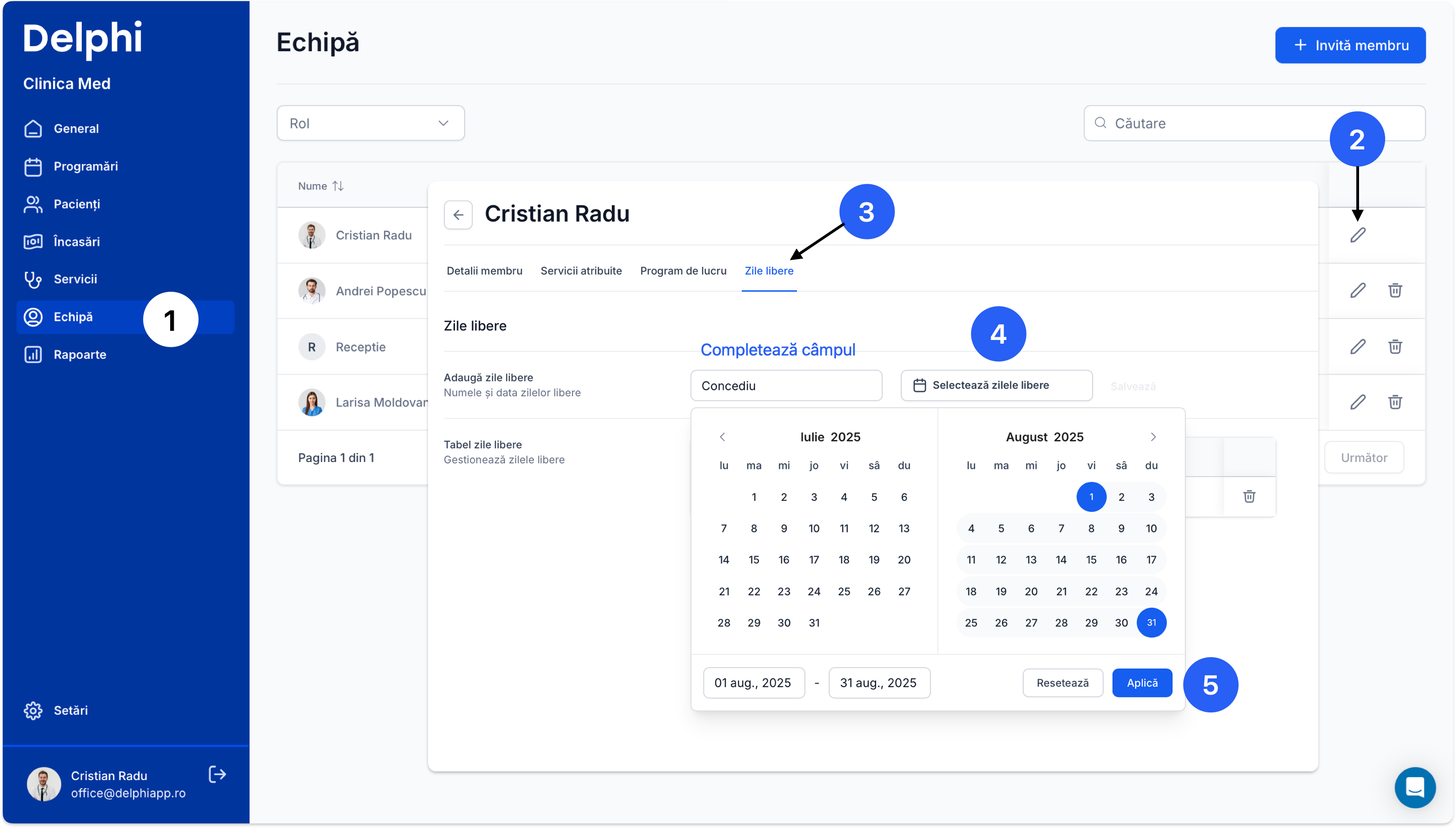 Cum adaug concedii pentru medici